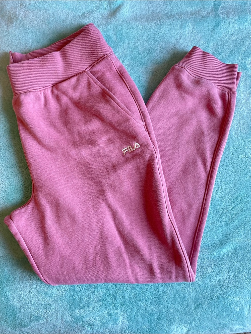 FILA Dusty Rose Fleece Joggers Sweatpants Pink Size Large L